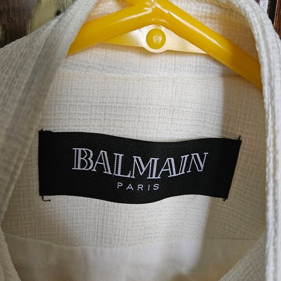 New without Tags with Defect Balmain Crystal Embellished Military White Jacket - Picture 7 of 9